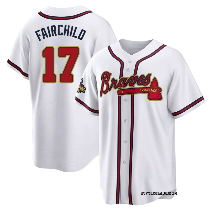 Stuart Fairchild Men's Atlanta Braves Gold Replica White 2022 Program Jersey