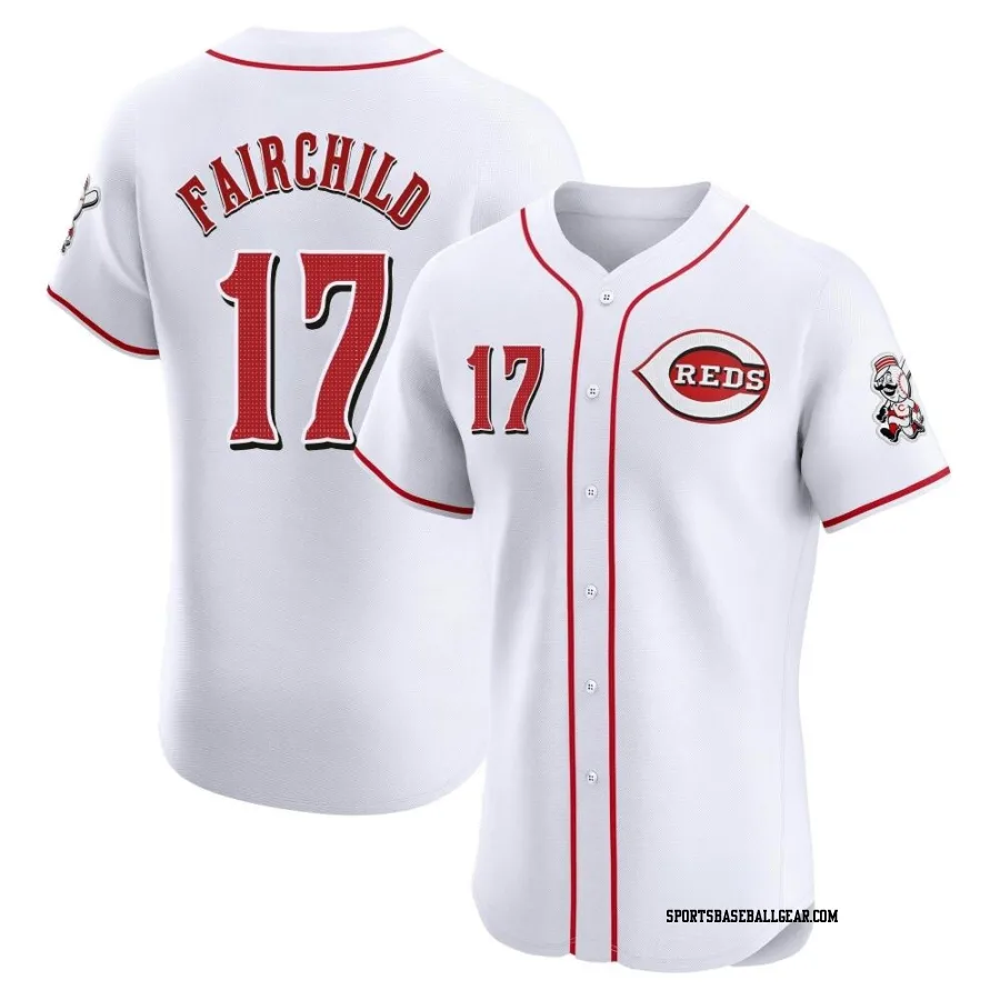 Stuart Fairchild Men's Cincinnati Reds White Elite Home Patch Jersey