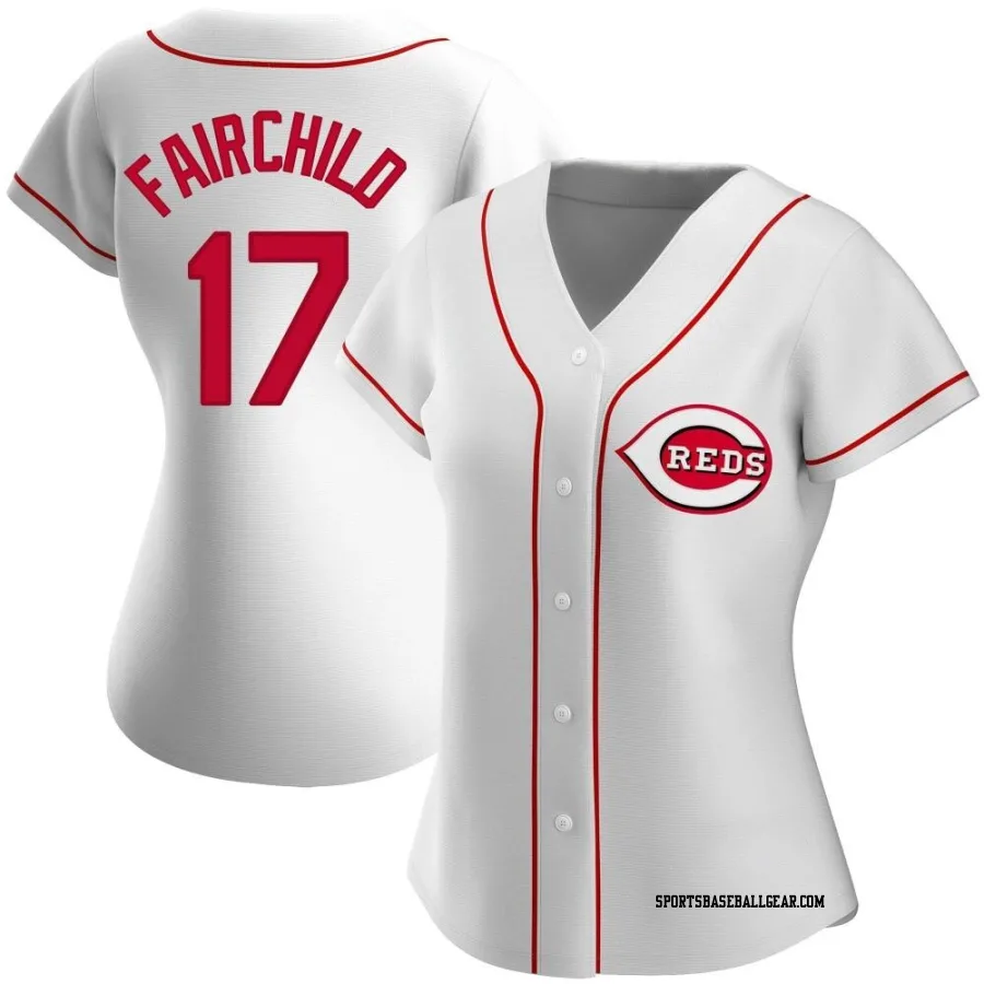 Stuart Fairchild Women's Cincinnati Reds White Replica Home Jersey