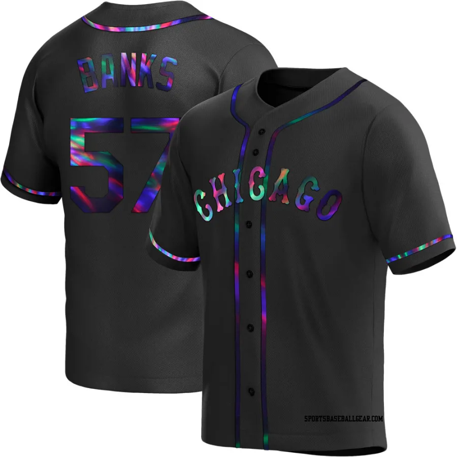 Tanner Banks Men&#039;s Chicago White Sox Black Holographic Replica Alternate Jersey
