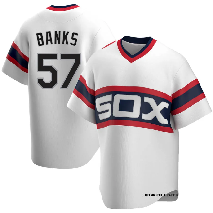Tanner Banks Men&#039;s Chicago White Sox White Replica Cooperstown Collection Jersey