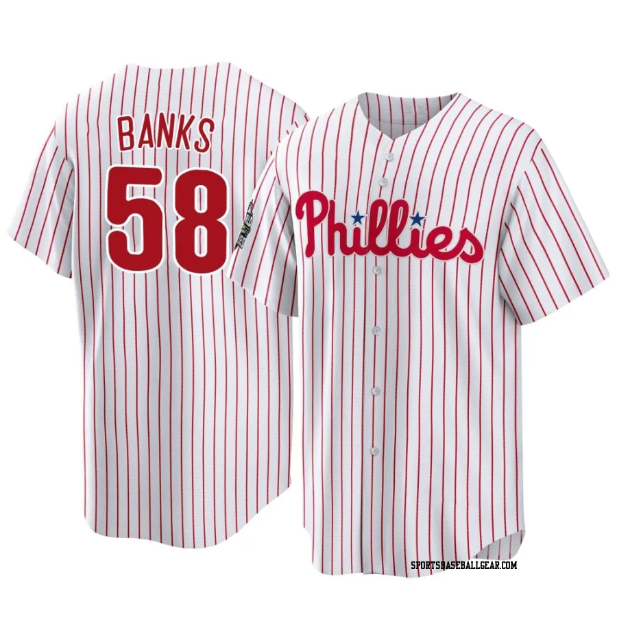 Tanner Banks Youth Philadelphia Phillies White Replica 2022 World Series Home Jersey
