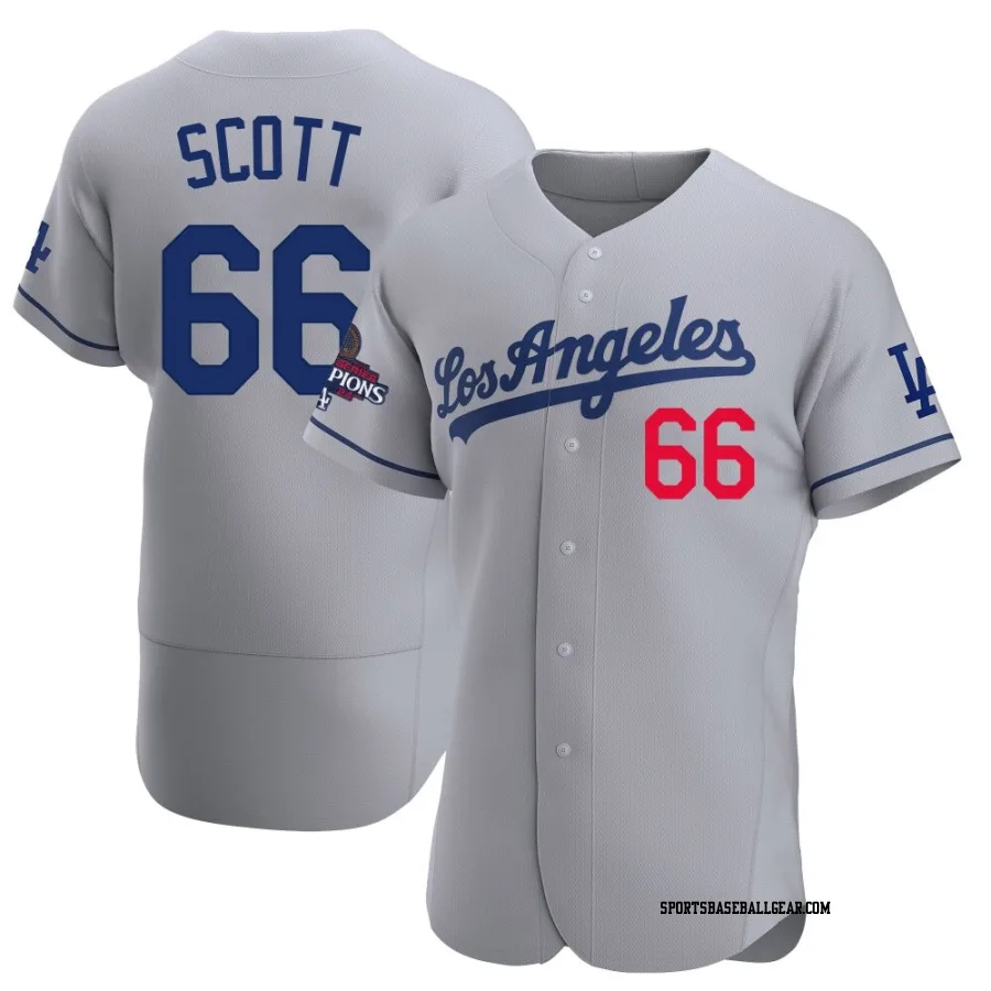 Tanner Scott Men's Los Angeles Dodgers Gray Authentic Away Official 2024 World Series Champions Jersey