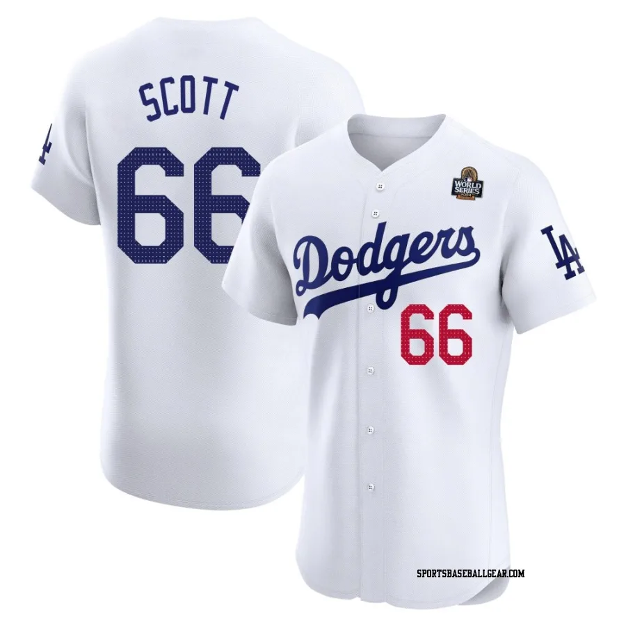 Tanner Scott Men's Los Angeles Dodgers White Elite Home 2024 World Series Jersey