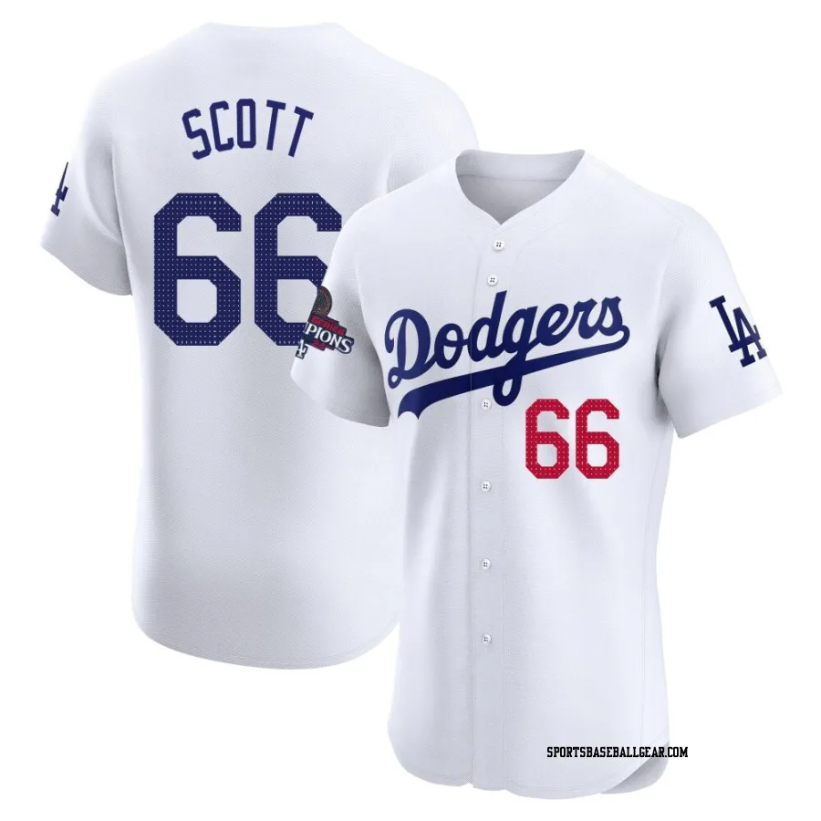 Tanner Scott Men's Los Angeles Dodgers White Elite Home World Series Champions Jersey