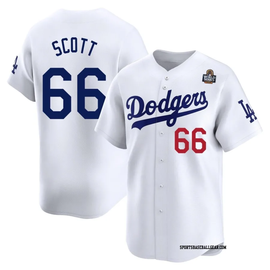 Tanner Scott Men's Los Angeles Dodgers White Limited Home 2024 World Series Jersey
