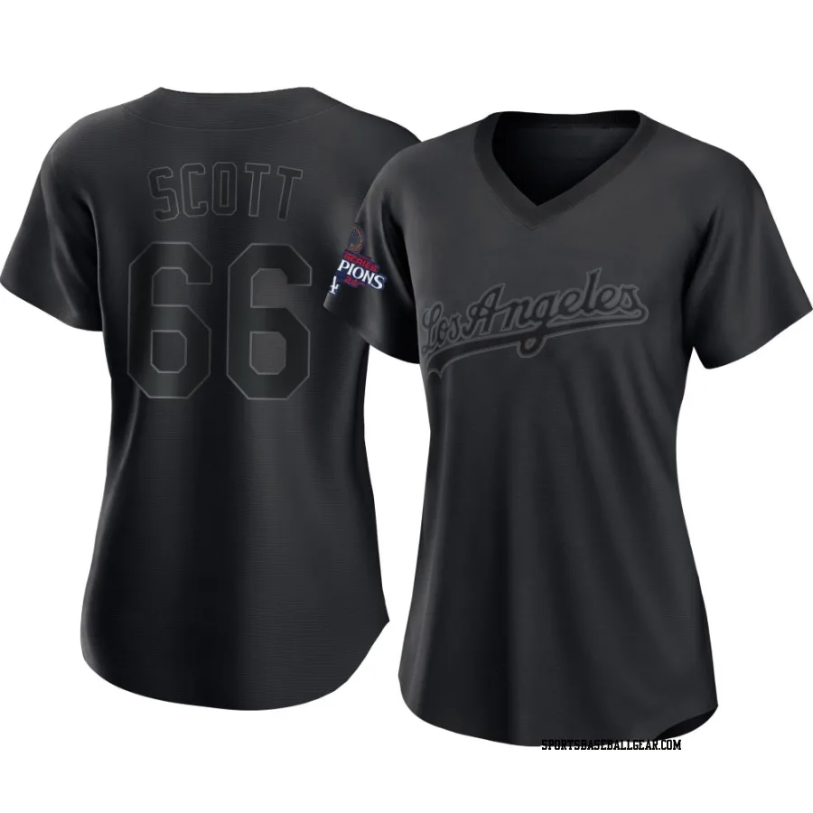 Tanner Scott Women's Los Angeles Dodgers Black Replica Pitch Fashion 2024 World Series Champions Jersey