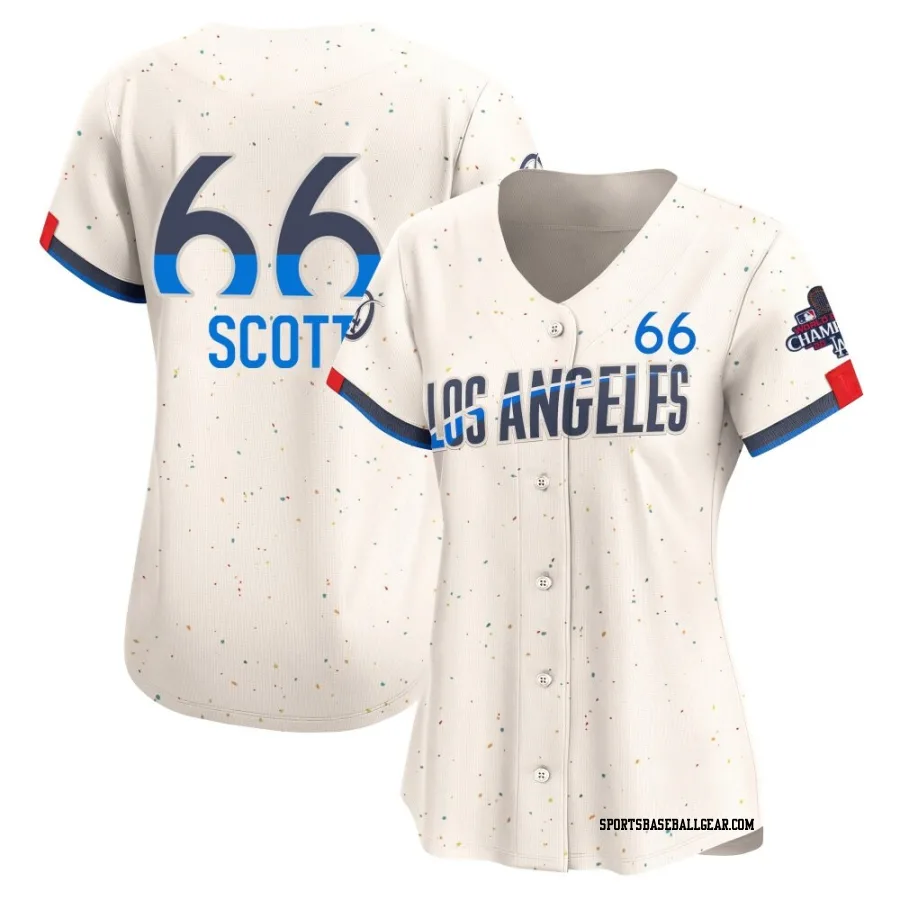 Tanner Scott Women's Los Angeles Dodgers Cream Limited 2024 City Connect World Series Champions Jersey