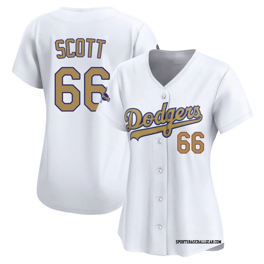 Tanner Scott Women's Los Angeles Dodgers Gold Limited White 2025 Collection Jersey