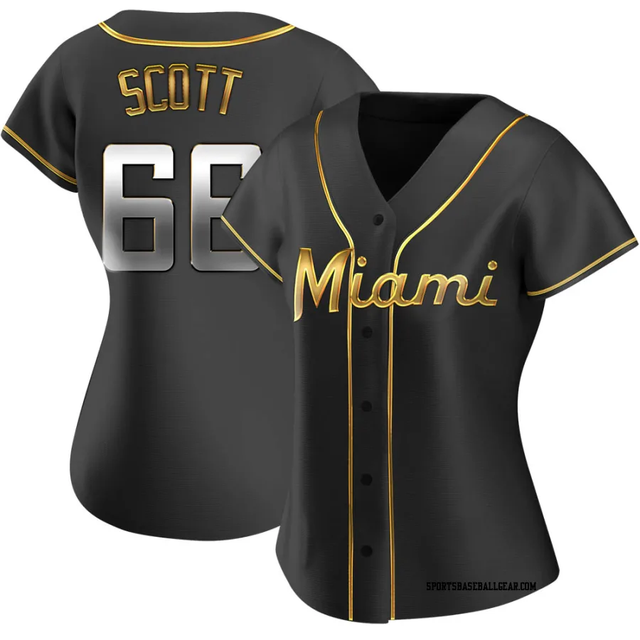 Tanner Scott Women's Miami Marlins Black Golden Replica Alternate Jersey
