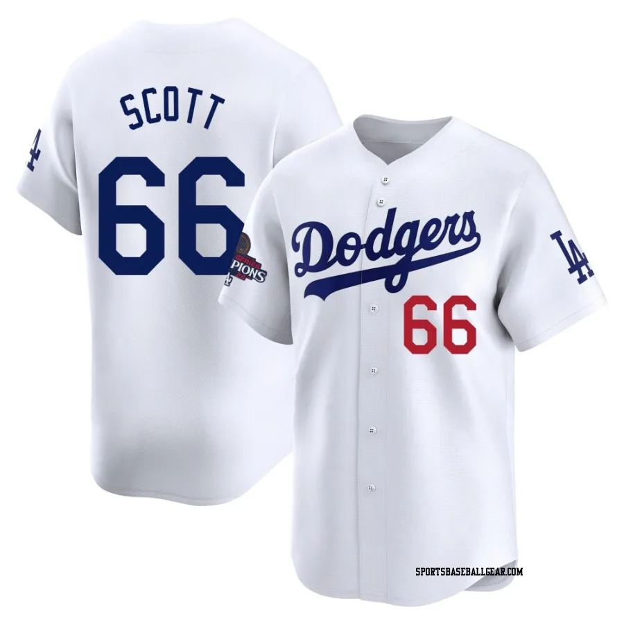 Tanner Scott Youth Los Angeles Dodgers White Limited Home 2024 World Series Champions Jersey