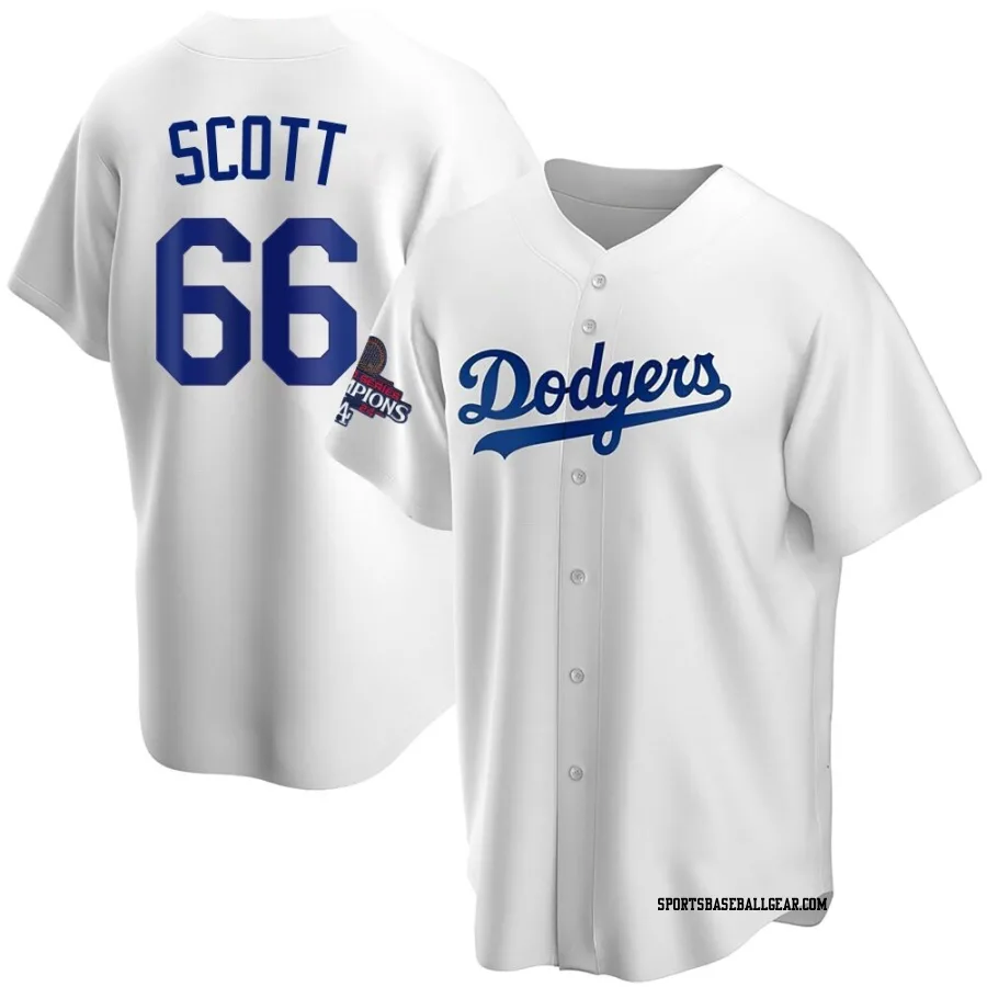 Tanner Scott Youth Los Angeles Dodgers White Replica Home 2024 World Series Champions Jersey