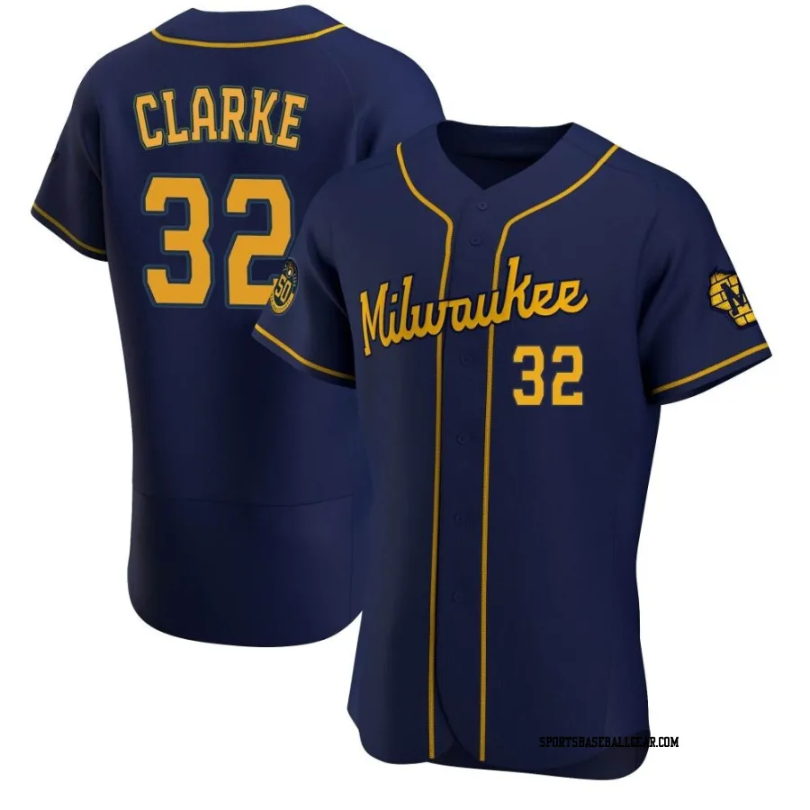 Taylor Clarke Men's Milwaukee Brewers Navy Authentic Alternate Jersey