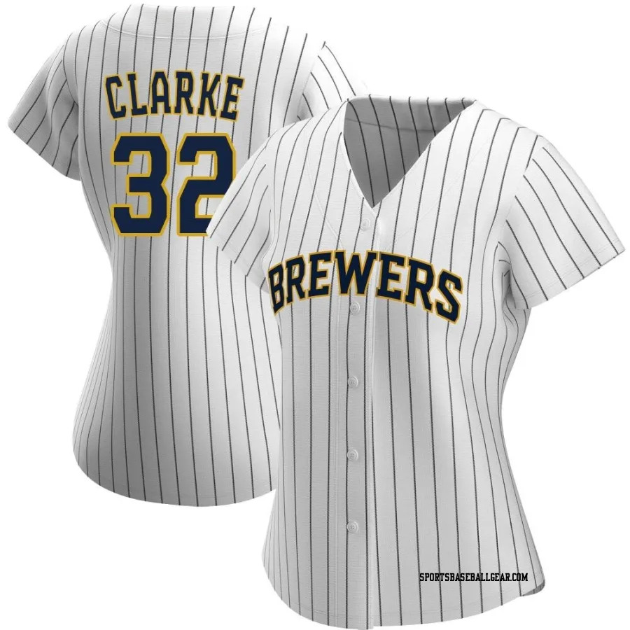 Taylor Clarke Women's Milwaukee Brewers White/Navy Authentic Alternate Jersey