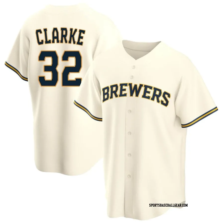 Taylor Clarke Youth Milwaukee Brewers Cream Replica Home Jersey
