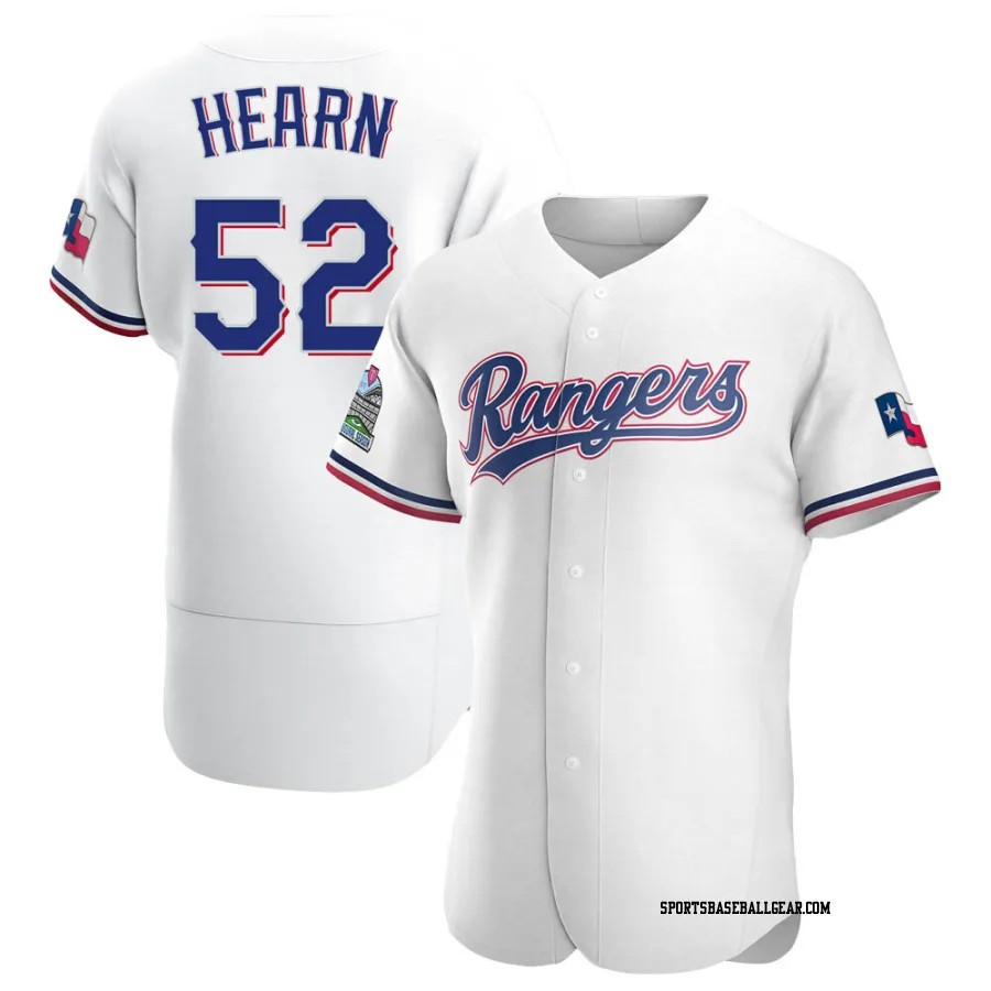 Taylor Hearn Men's Texas Rangers White Authentic Home Jersey