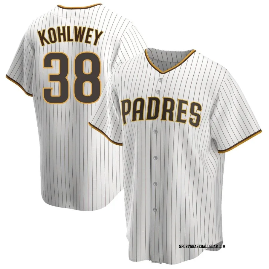 Taylor Kohlwey Men's San Diego Padres White/Brown Replica Home Jersey
