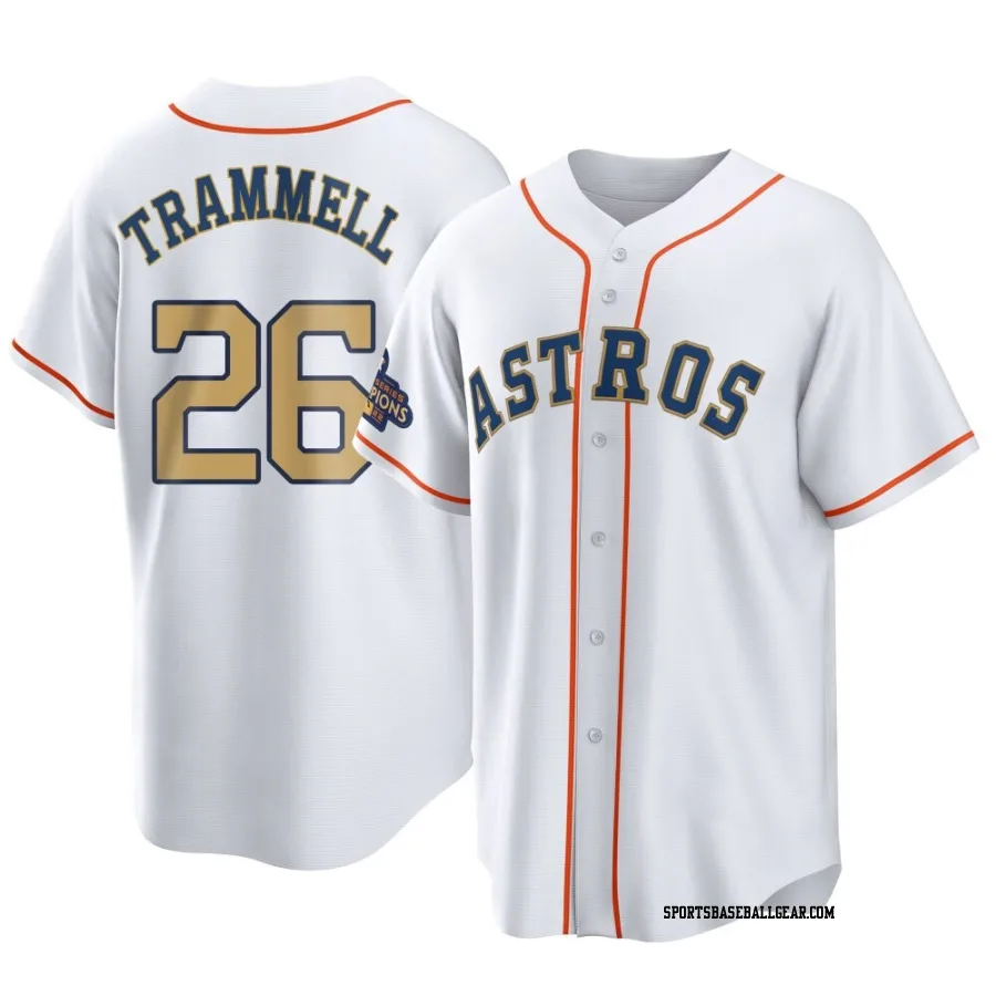 Taylor Trammell Men's Houston Astros Gold Replica White 2023 Collection Jersey