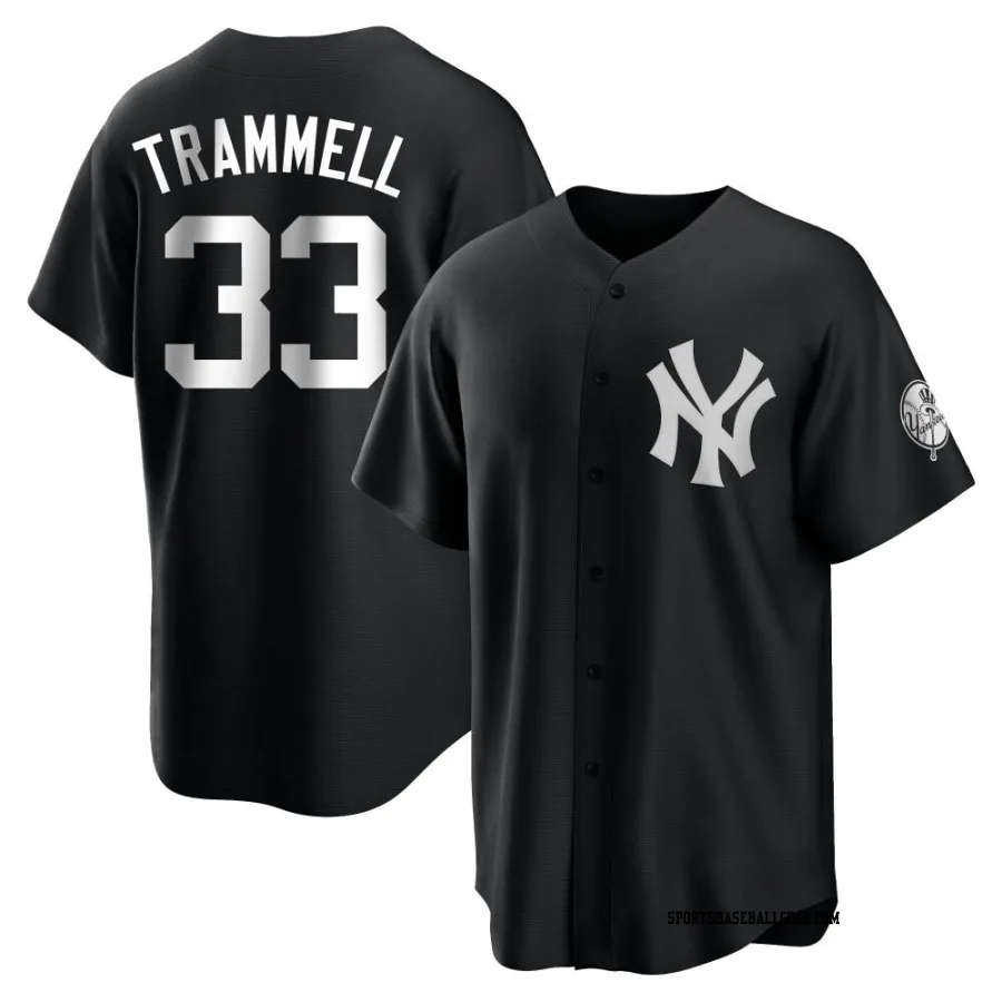 Taylor Trammell Men's New York Yankees Black/White Replica Jersey