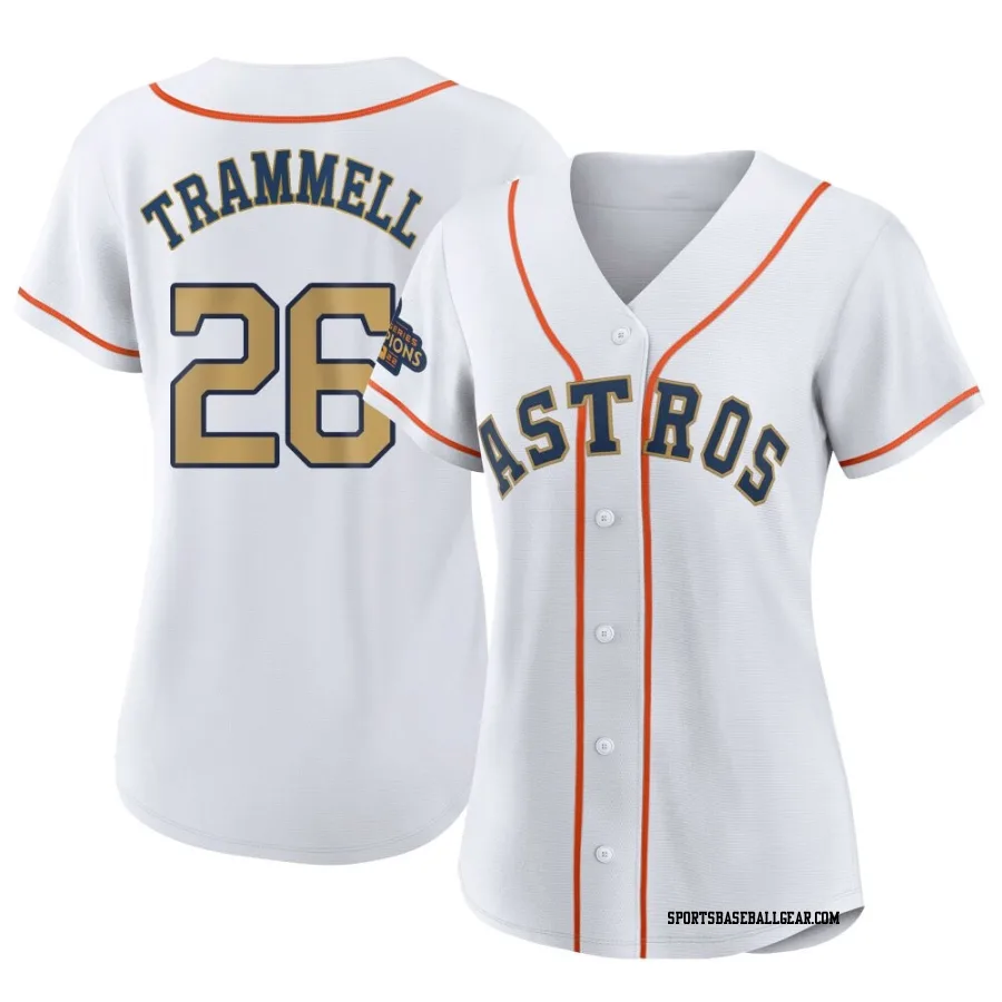 Taylor Trammell Women's Houston Astros Gold Authentic White 2023 Collection Jersey