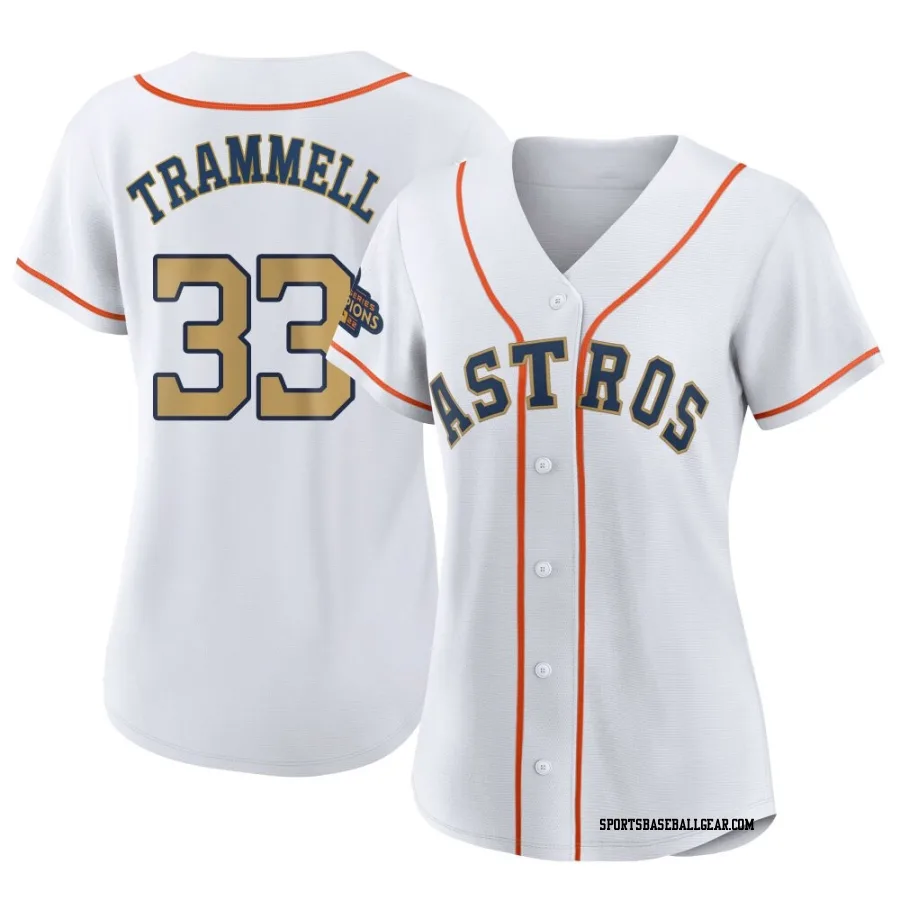 Taylor Trammell Women's Houston Astros Gold Replica White 2023 Collection Jersey