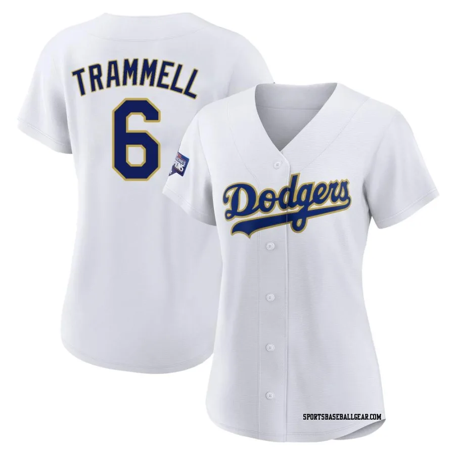 Taylor Trammell Women's Los Angeles Dodgers White/Gold Authentic 2021 Gold Program Player Jersey