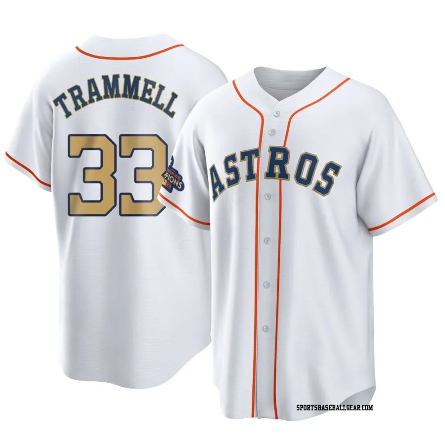 Taylor Trammell Youth Houston Astros Gold Replica White 2023 Collection Jersey
