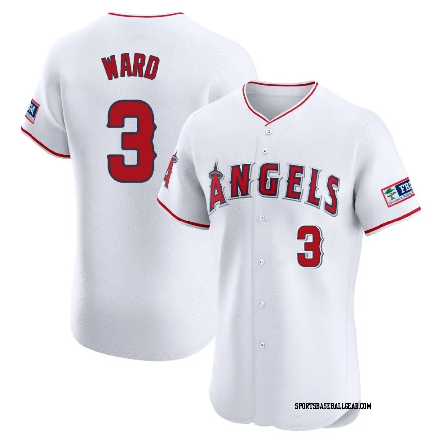 Taylor Ward Men's Los Angeles Angels White Elite Home Patch Jersey