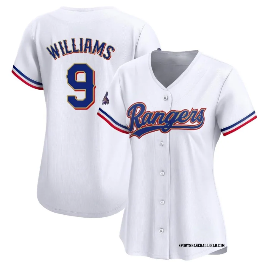 Ted Williams Women's Texas Rangers Gold Limited White 2024 Collection Jersey