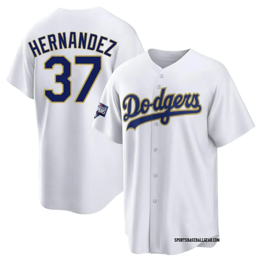 Teoscar Hernandez Men's Los Angeles Dodgers White/Gold Replica 2021 Gold Program Player Jersey