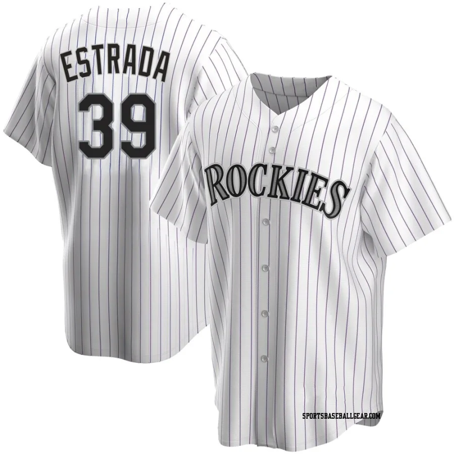 Thairo Estrada Men's Colorado Rockies White Replica Home Jersey