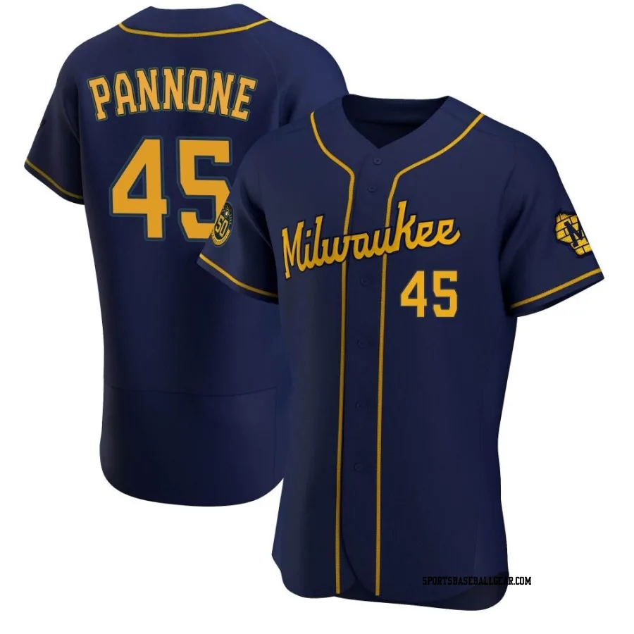 Thomas Pannone Men's Milwaukee Brewers Navy Authentic Alternate Jersey