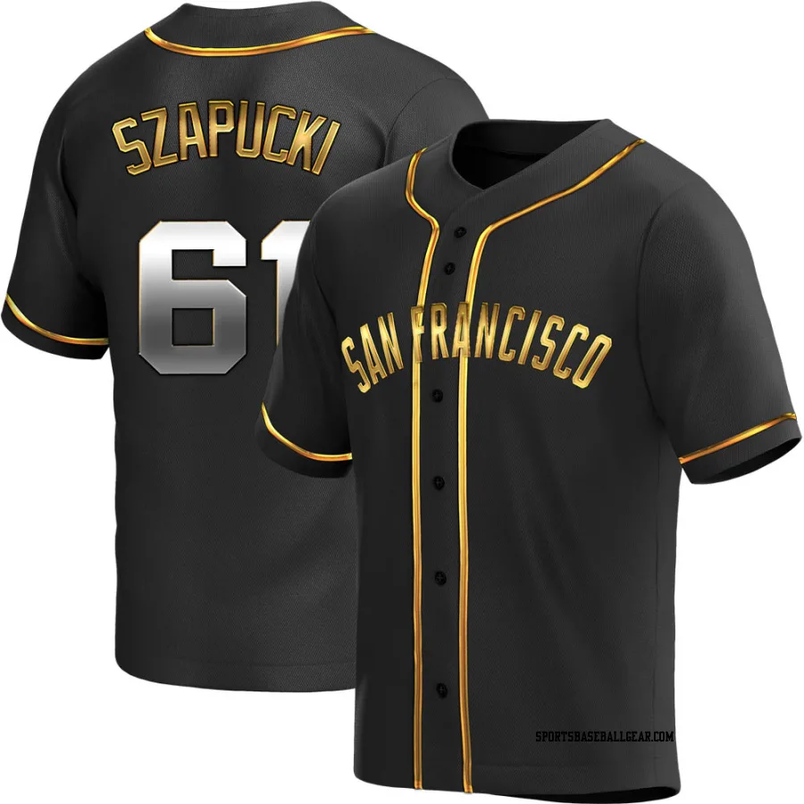 Thomas Szapucki Men's San Francisco Giants Black Golden Replica Alternate Jersey
