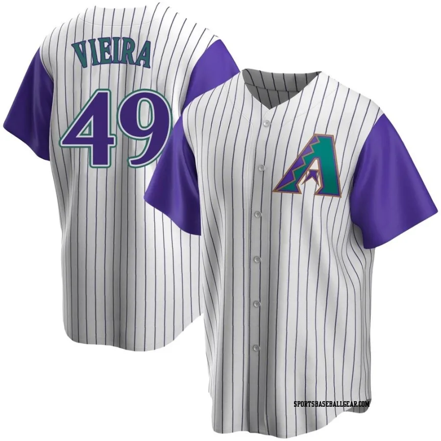 Thyago Vieira Men's Arizona Diamondbacks Cream/Purple Replica Alternate Cooperstown Collection Jersey