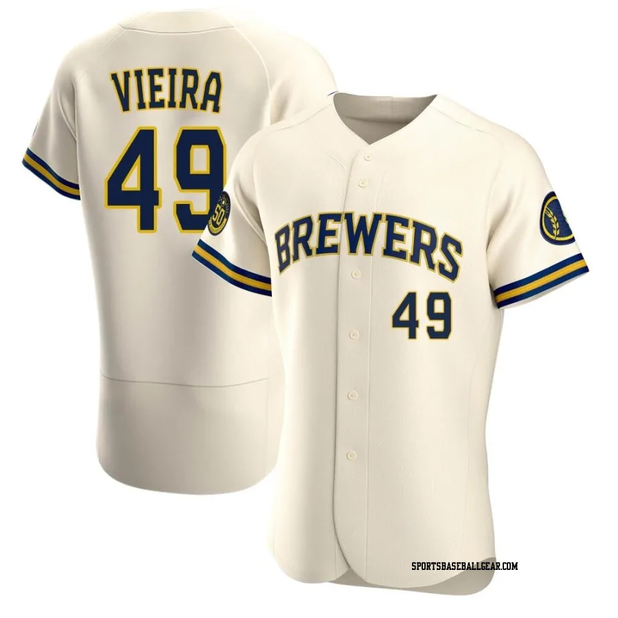 Thyago Vieira Men's Milwaukee Brewers Cream Authentic Home Jersey