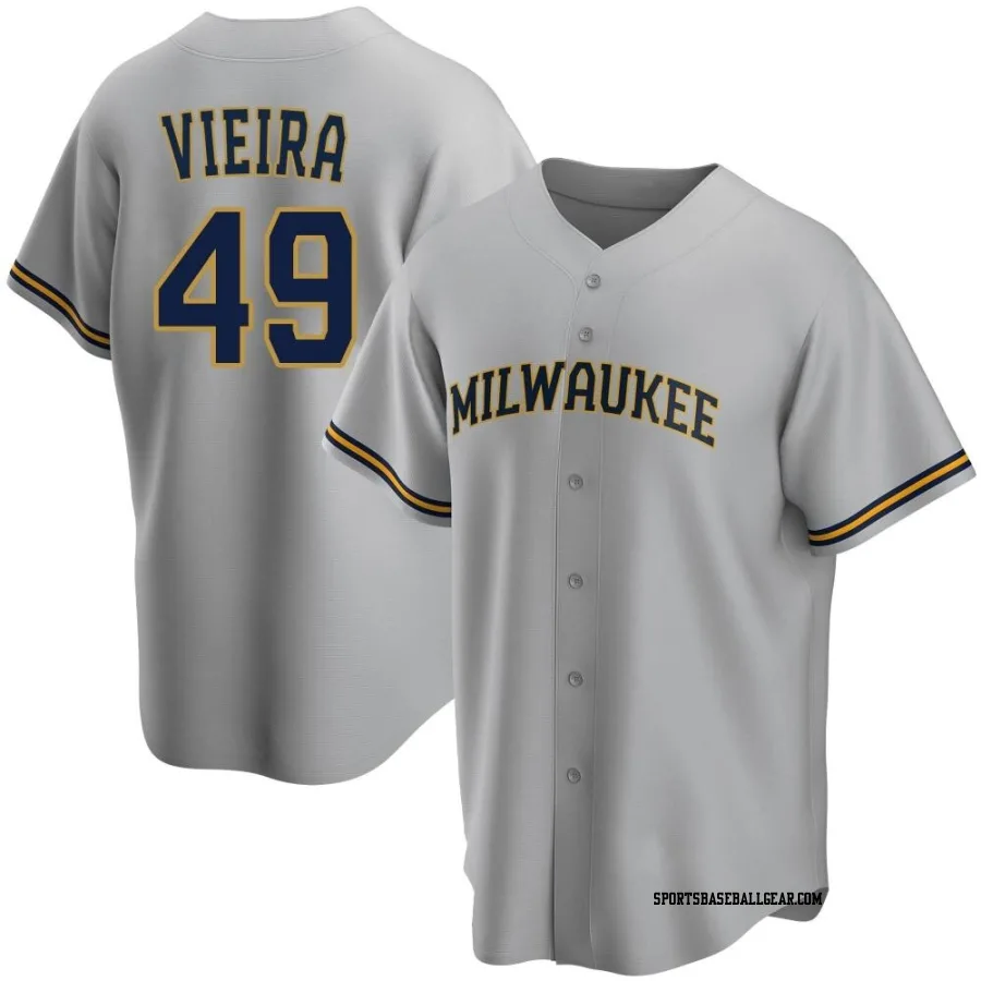 Thyago Vieira Men's Milwaukee Brewers Gray Replica Road Jersey