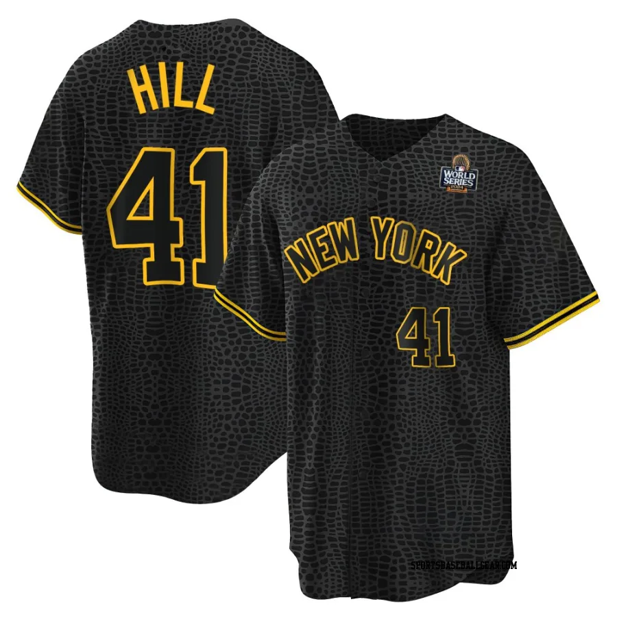 Tim Hill Men's New York Yankees Black Replica Snake Skin City 2024 World Series Jersey
