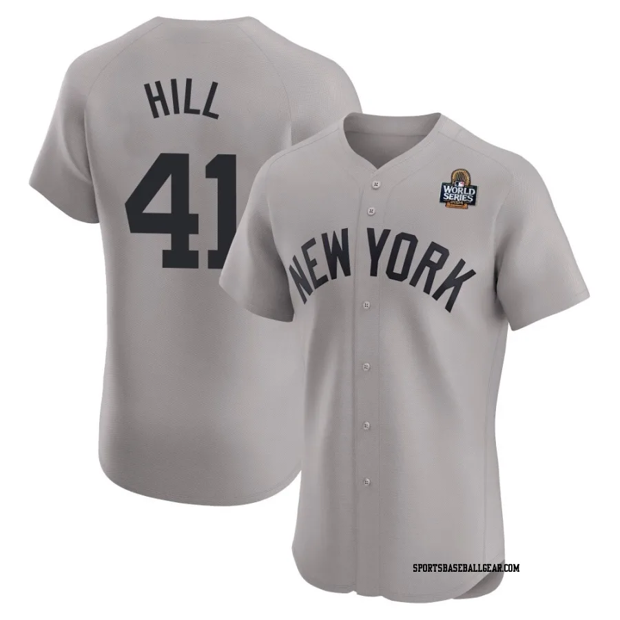 Tim Hill Men's New York Yankees Gray Elite Road 2024 World Series Jersey