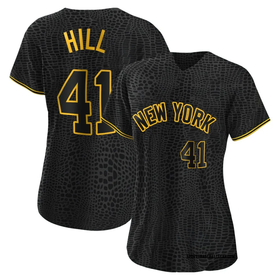 Tim Hill Women's New York Yankees Black Replica Snake Skin City Jersey