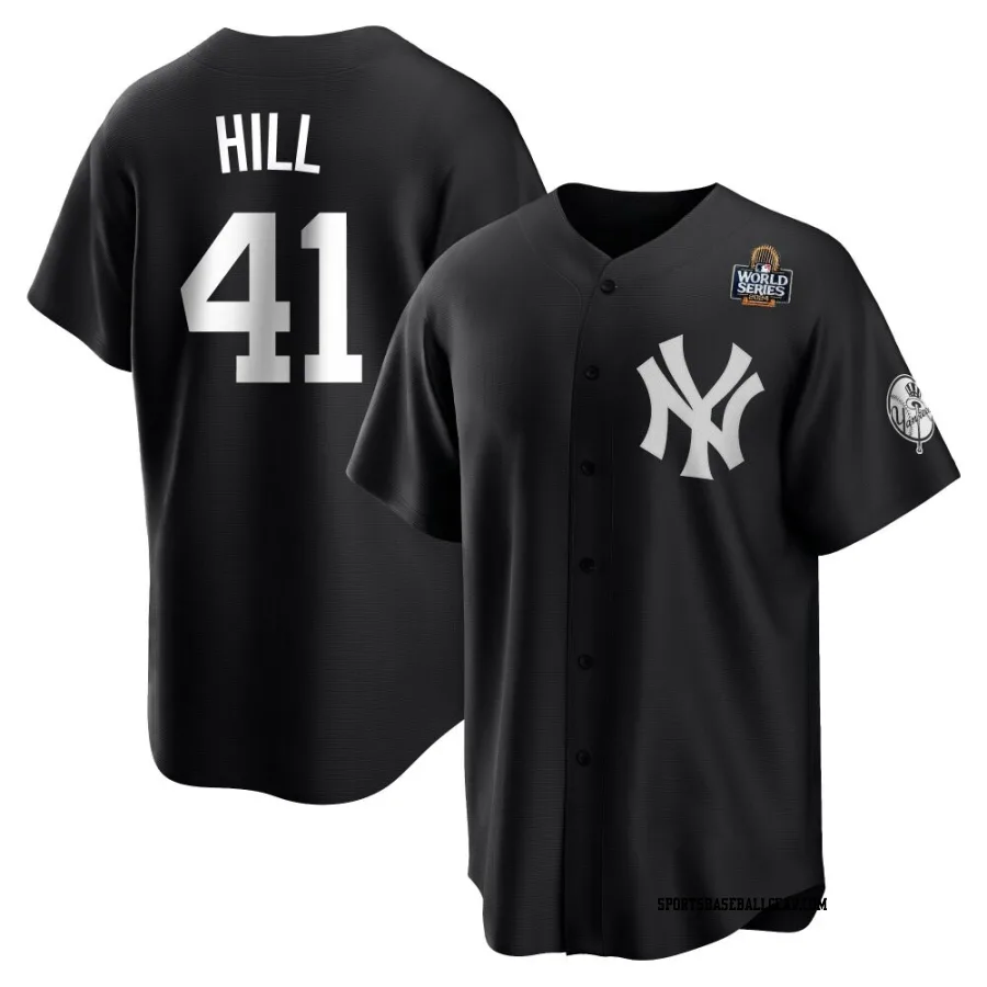 Tim Hill Youth New York Yankees Black/White Replica 2024 World Series Jersey