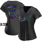 Tim Hudson Women's Oakland Athletics Black Holographic Replica Alternate Jersey