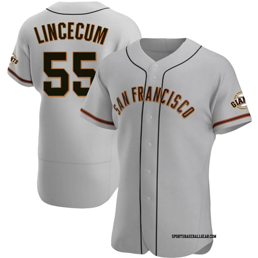 Tim Lincecum Men's San Francisco Giants Gray Authentic Road Jersey
