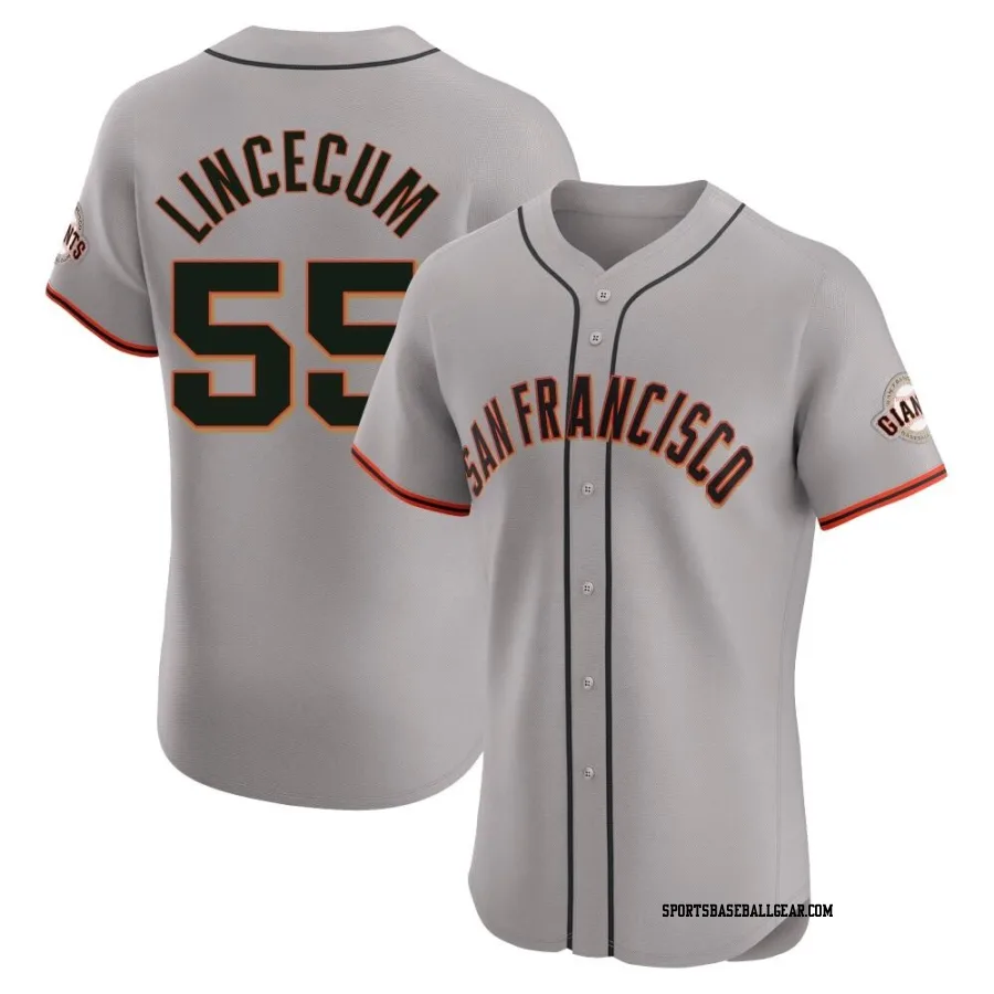 Tim Lincecum Men's San Francisco Giants Gray Elite Road Jersey