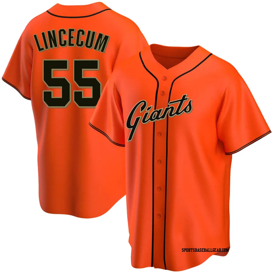 Tim Lincecum Men's San Francisco Giants Orange Replica Alternate Jersey