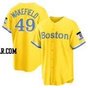 Tim Wakefield Men's Boston Red Sox Gold/Light Replica Blue 2021 City Connect Player Jersey