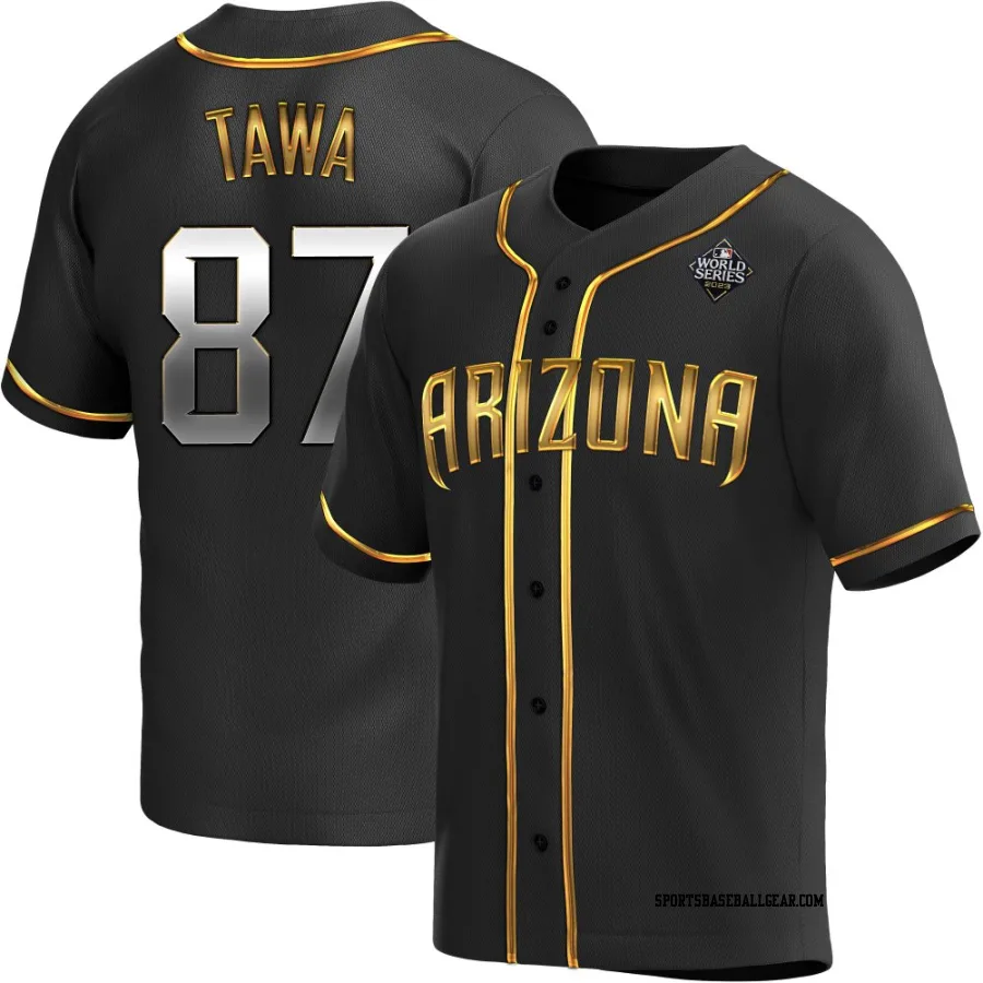 Timothy Tawa Men's Arizona Diamondbacks Black Golden Replica Alternate 2023 World Series Jersey