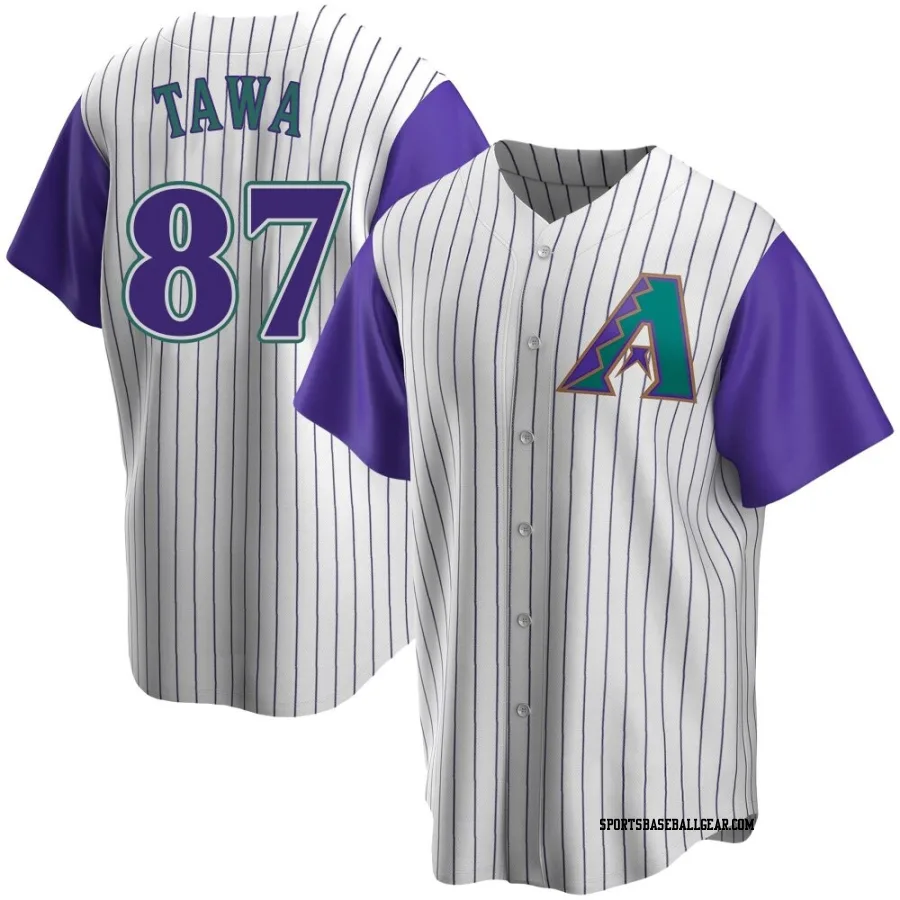 Timothy Tawa Men's Arizona Diamondbacks Cream/Purple Replica Alternate Cooperstown Collection Jersey