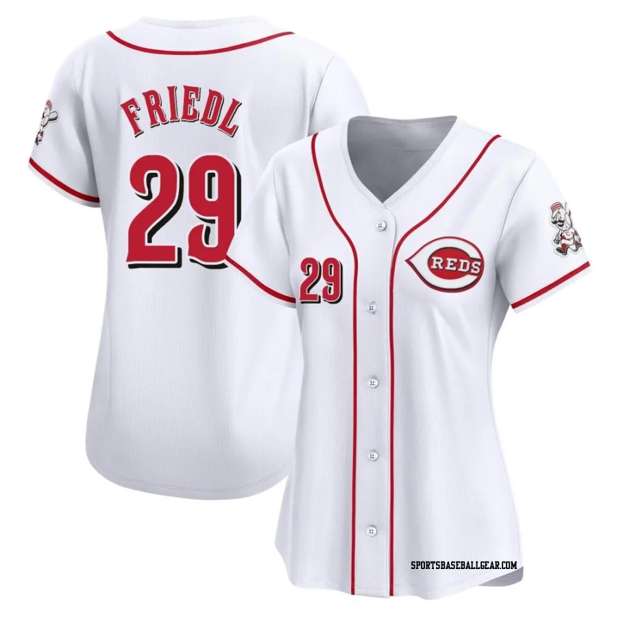 TJ Friedl Women's Cincinnati Reds White Limited Home Jersey