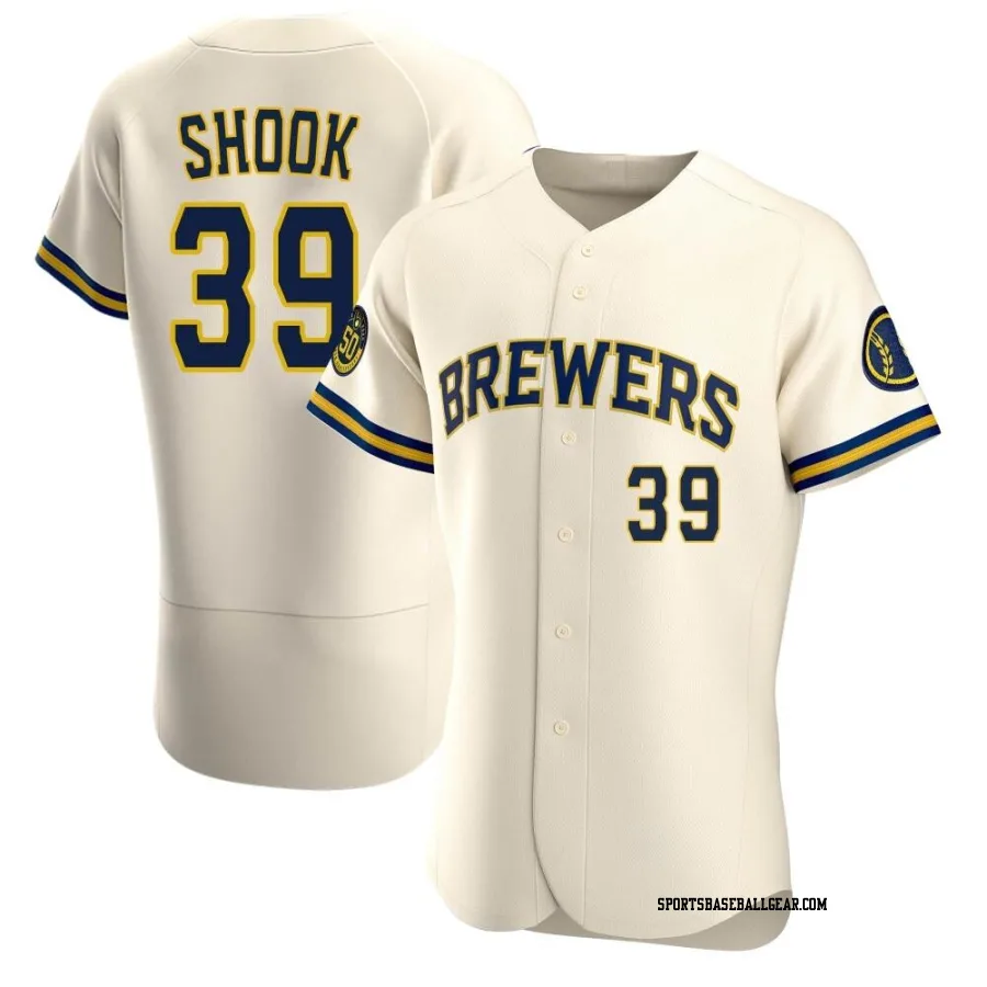 TJ Shook Men's Milwaukee Brewers Cream Authentic Home Jersey