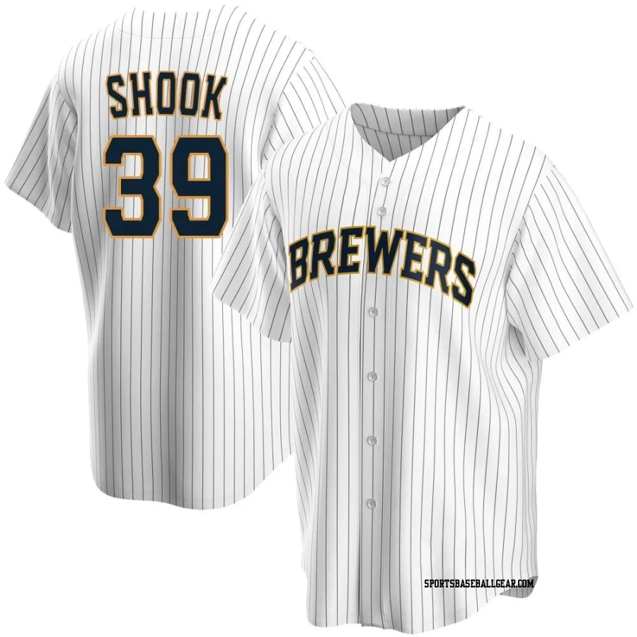 TJ Shook Youth Milwaukee Brewers White Replica Home Jersey
